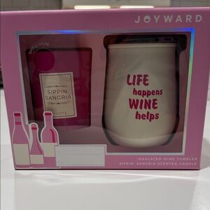 Wine Tumbler and Candle Set - White and Pink